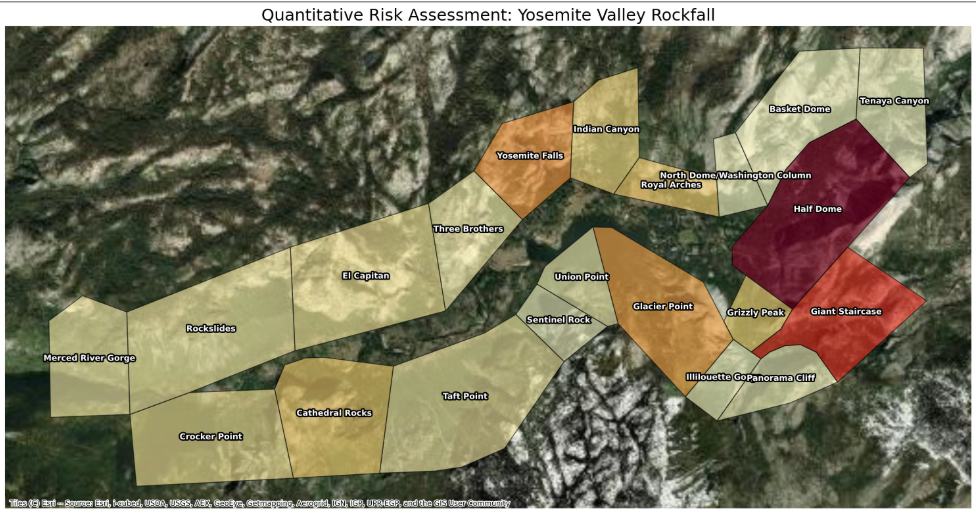 Yosemite National Park Rockfall Risk Map